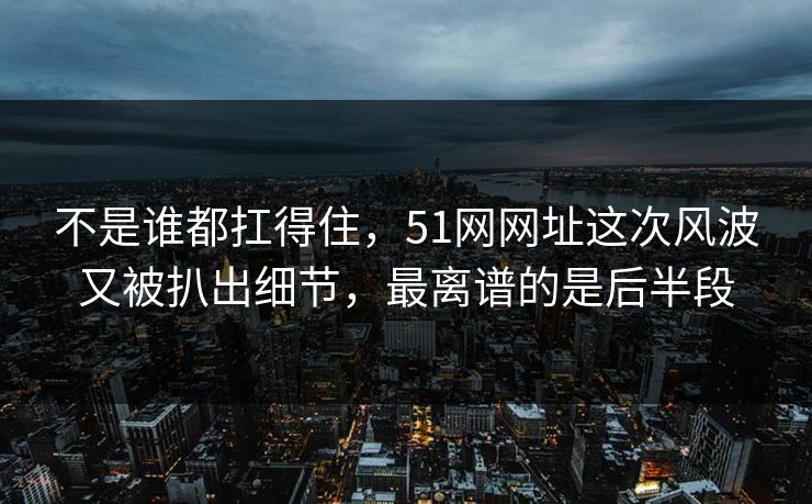 不是谁都扛得住，51网网址这次风波又被扒出细节，最离谱的是后半段