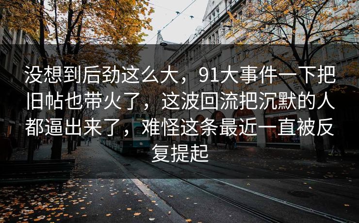 没想到后劲这么大，91大事件一下把旧帖也带火了，这波回流把沉默的人都逼出来了，难怪这条最近一直被反复提起